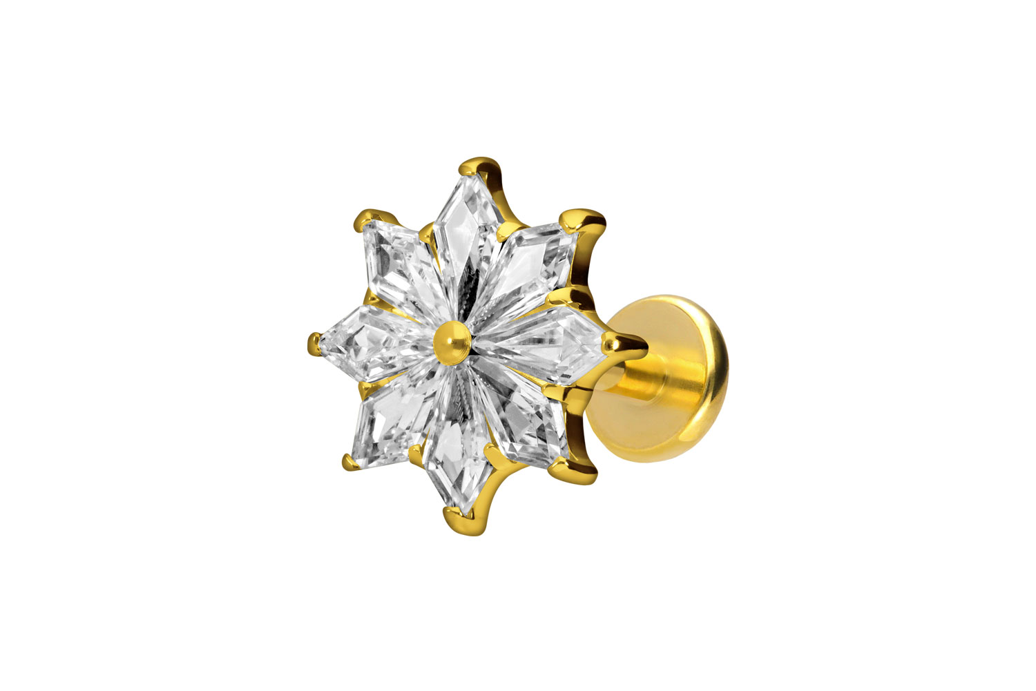 Titan Labret Piercing mit Push Fit KRISTALLSTERN